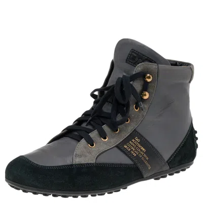 D & G Multicolor Suede And Leather High Top Sneakers Size 45 In Blue
