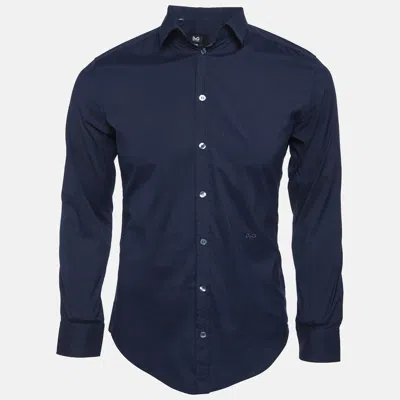 Pre-owned D & G Navy Blue Cotton Brad Slim Fit Shirt S