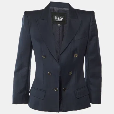 Pre-owned D & G Navy Blue Wool & Silk Blazer M