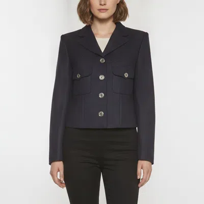 Pre-owned D & G Navy Blue Wool Blend Cropped Utility Jacket M