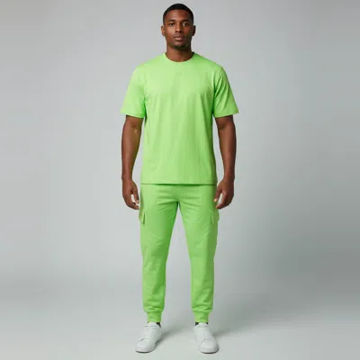 Pre-owned D & G Neon Green Logo Embellished Jersey T-shirt And Sweatpants Set L/m