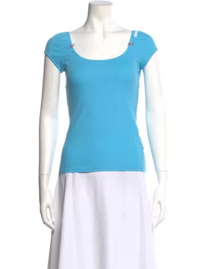 Pre-owned D&g Nylon Scoop Neck Sweater In Blue