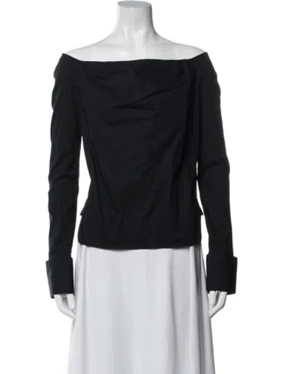 Pre-owned D&g Off-the-shoulder Long Sleeve Top In Blue