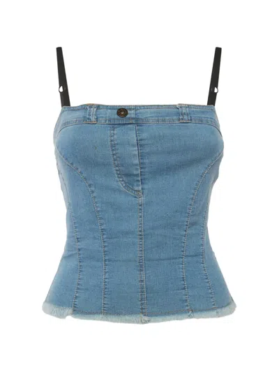 Pre-owned D&g Open-back Denim Top In Blue