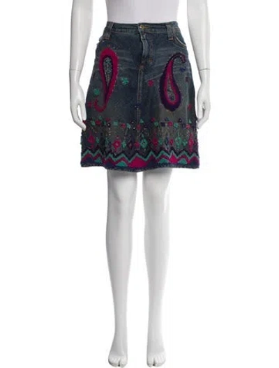 Pre-owned D&g Paisley Print Knee-length Skirt In Blue