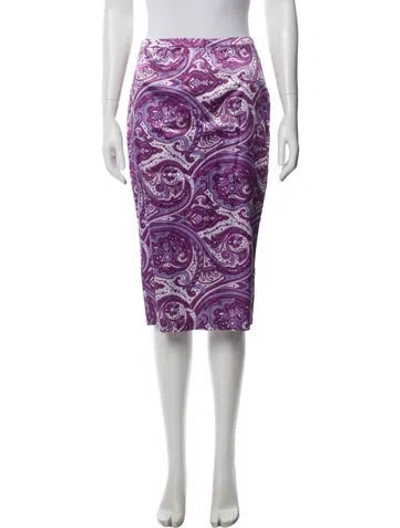 Pre-owned D&g Paisley Print Knee-length Skirt In Purple