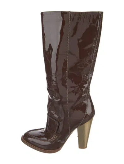 Pre-owned D&g Patent Leather Boots In Black