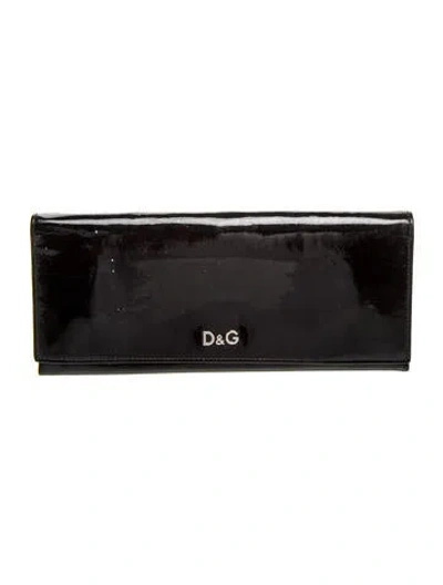 Pre-owned D&g Patent Leather Continental Wallet In Black