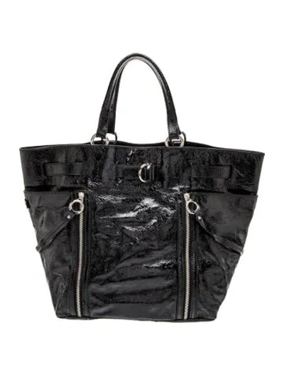 Pre-owned D&g Patent Leather Shoulder Bag In Black