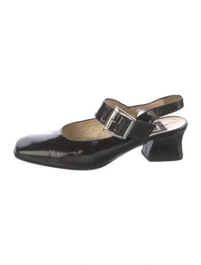Pre-owned D&g Patent Leather Slingback Pumps In Black