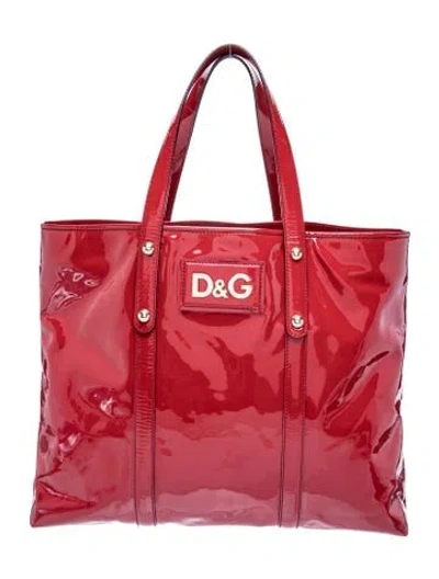 Pre-owned D&g Patent Leather Tote In Red