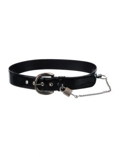 Pre-owned D&g Patent Leather Waist Belt In Black