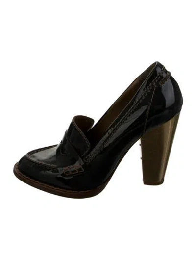 Pre-owned D&g Patent Leather Whipstitch Trim Pumps In Green