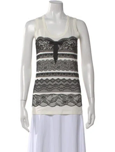 Pre-owned D&g Patterned Crew Neck Top In Neutral