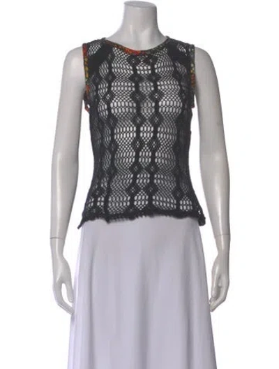 Pre-owned D&g Patterned Crew Neck Top In White