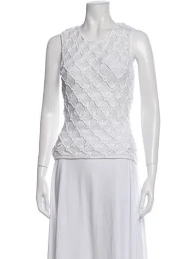 Pre-owned D&g Patterned Crew Neck Top In White