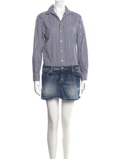 Pre-owned D&g Patterned Mini Dress In Blue
