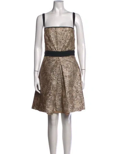 Pre-owned D&g Patterned Mini Dress In Gold
