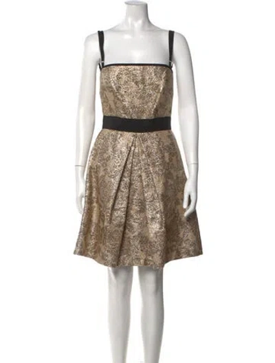 Pre-owned D&g Patterned Mini Dress In Gold/metallic