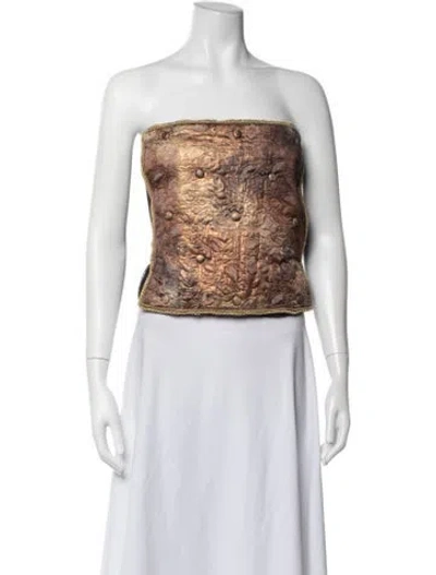 Pre-owned D&g Patterned Strapless Top W/ Tags In Brown