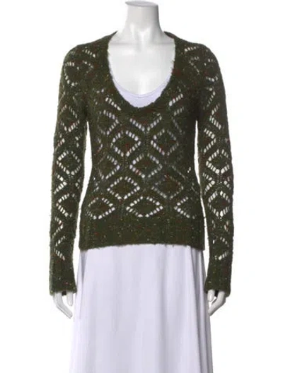 Pre-owned D&g Patterned V-neck Sweater In Green