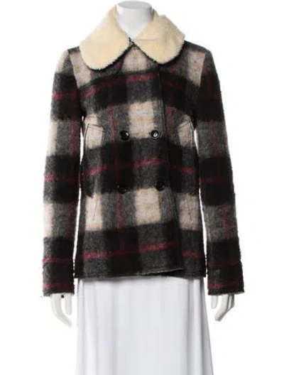 Pre-owned D&g Plaid Print Faux Fur Jacket In Black