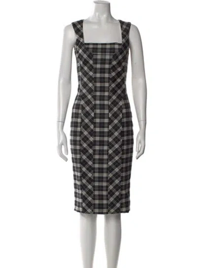 Pre-owned D&g Plaid Print Knee-length Dress In Black