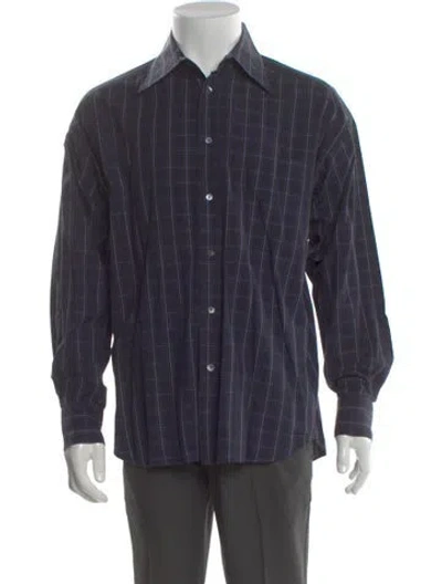 Pre-owned D&g Plaid Print Long Sleeve Dress Shirt In Blue