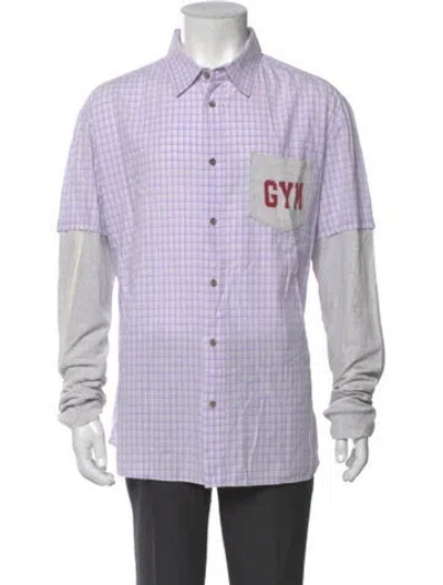 Pre-owned D&g Plaid Print Long Sleeve Shirt In White
