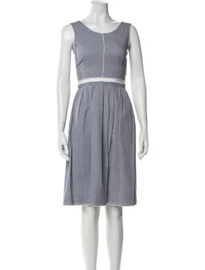 Pre-owned D&g Plaid Print Midi Length Dress In Blue/white