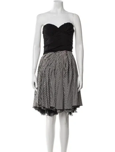 Pre-owned D&g Plaid Print Mini Dress In White