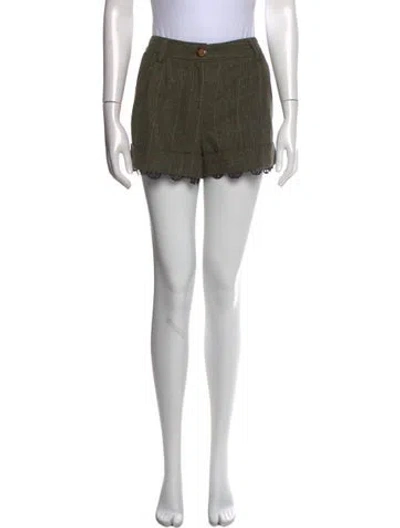 Pre-owned D&g Plaid Print Mini Shorts In Green