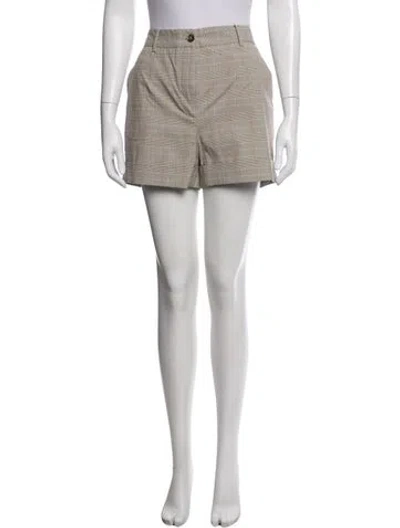 Pre-owned D&g Plaid Print Mini Shorts W/ Tags In White