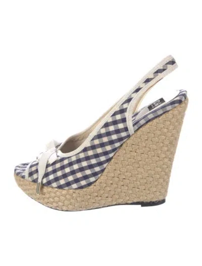 Pre-owned D&g Plaid Print Slingback Pumps In Neutral