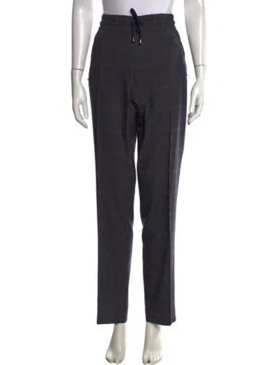 Pre-owned D&g Plaid Print Straight Leg Pants In Gray
