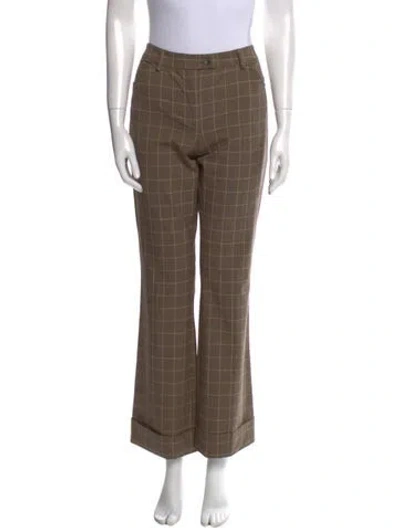 Pre-owned D&g Plaid Print Wide Leg Pants In Brown