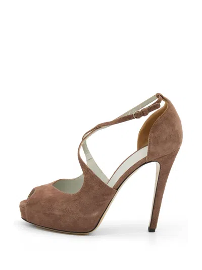 Pre-owned D&g Platform Open-toe Pumps In Brown