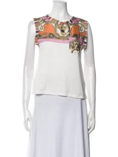 Pre-owned D&g Printed Crew Neck Crop Top In Neutral