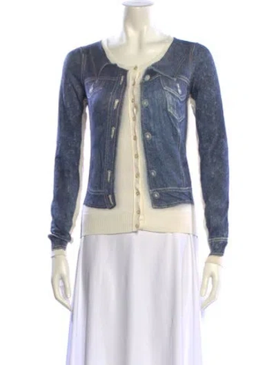 Pre-owned D&g Printed Crew Neck Sweater