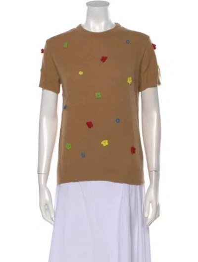 Pre-owned D&g Printed Crew Neck Sweater In Brown