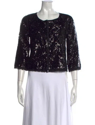 Pre-owned D&g Printed Crew Neck Top In Black