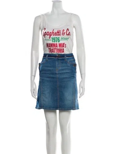 Pre-owned D&g Printed Knee-length Dress In Blue