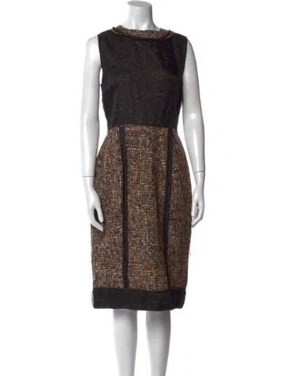 Pre-owned D&g Printed Knee-length Dress In Brown