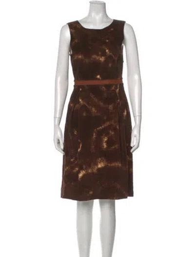 Pre-owned D&g Printed Knee-length Dress In Brown