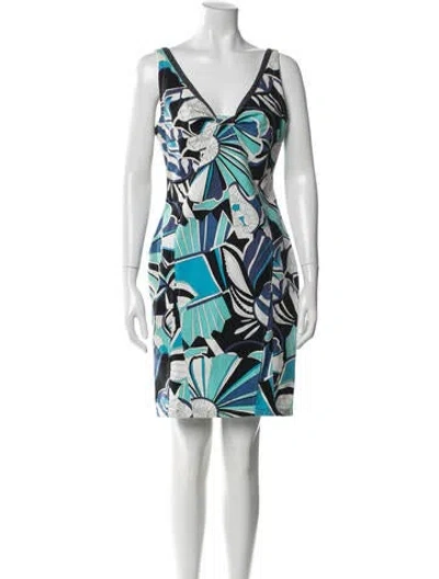Pre-owned D&g Printed Mini Dress In Blue