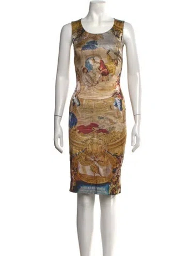 Pre-owned D&g Printed Mini Dress In Brown