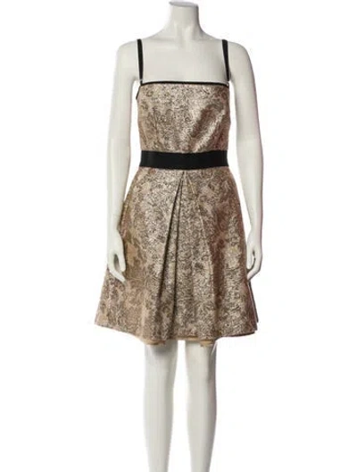 Pre-owned D&g Printed Mini Dress In Gold/metallic