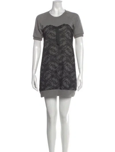 Pre-owned D&g Printed Mini Dress In Gray