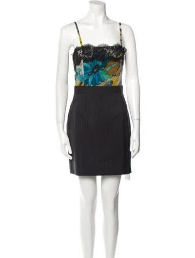 Pre-owned D&g Printed Mini Dress In Gray