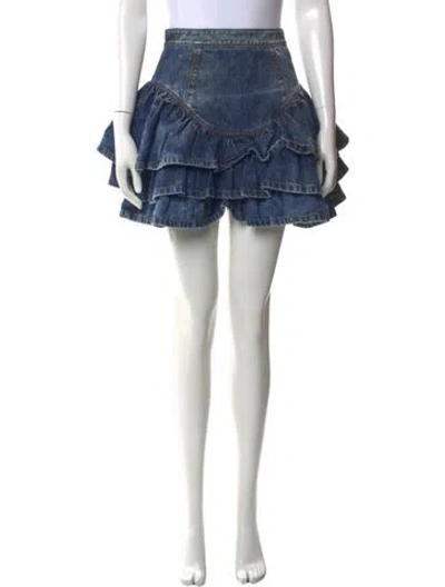 Pre-owned D&g Printed Mini Skirt In Blue
